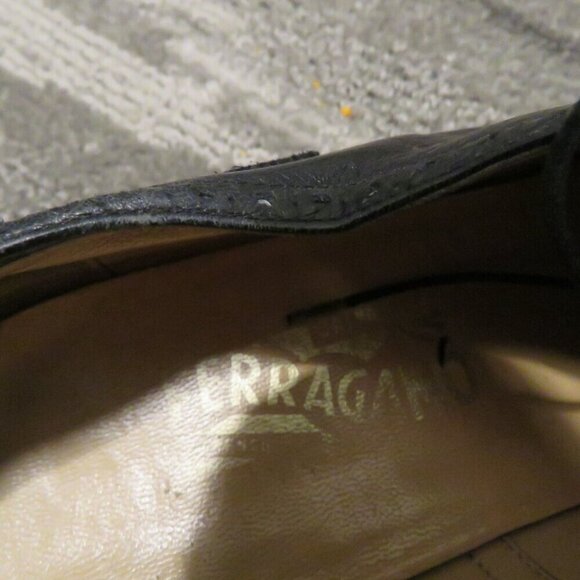 SALVATORE FERRAGAMO Black Leather Wingtip Brogue Oxford Shoes - Size US 9.5 D - Picture 3 of 16